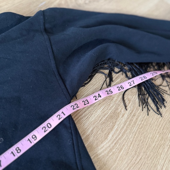 TWINSET Milano Black Fringe Oversized Zip Up Hoodie - Picture 7 of 10